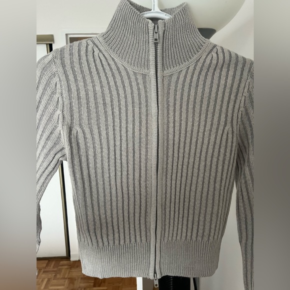 Grey Ribbed Zip-up H&M Sweater Size S - Picture 4 of 4